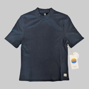 Vuori Black Short Sleeve Pose Mock Neck Rib Top Women’s Small